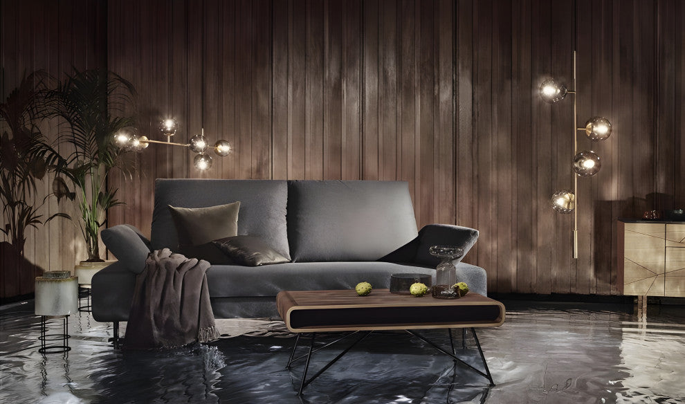 Iglesias | Luxury LED Pendant Light in the Shape of Glass Ball for Dining Room, Gold, Smoky Glass, Warm Light