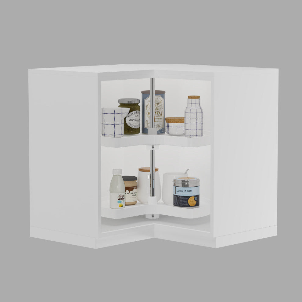 Dowell Lazy Susan Kidney Shape, 2 Tier, White, 24"