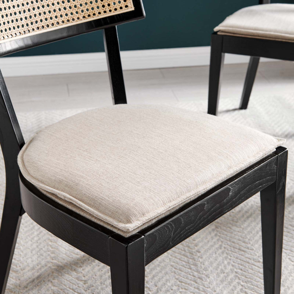 Caledonia Wood Dining Chair Set of 2, Black Beige