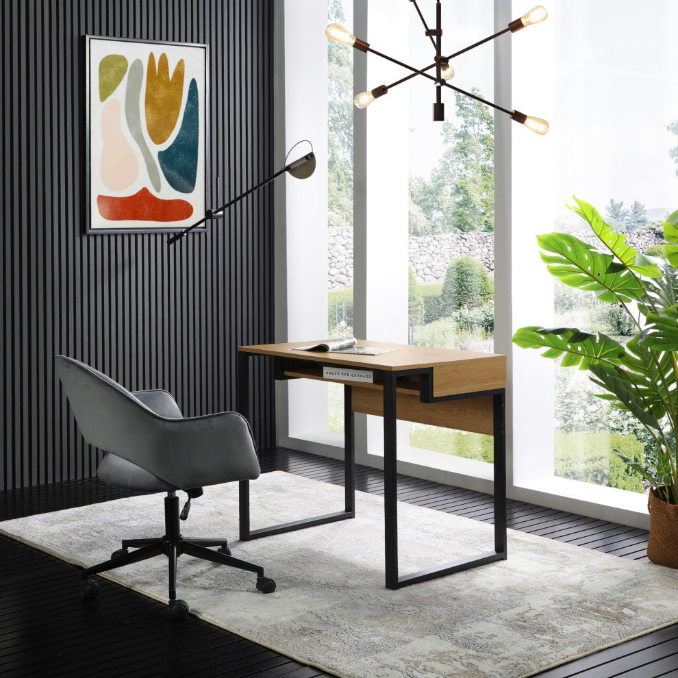 Loft Lyfe Edie Desk, Open Front Storage, Natural/Black 31.5Lx23.6Wx30H