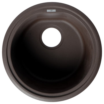ALFI brand AB1717DI-C Chocolate 17" Drop-In Round Granite Kitchen Prep Sink