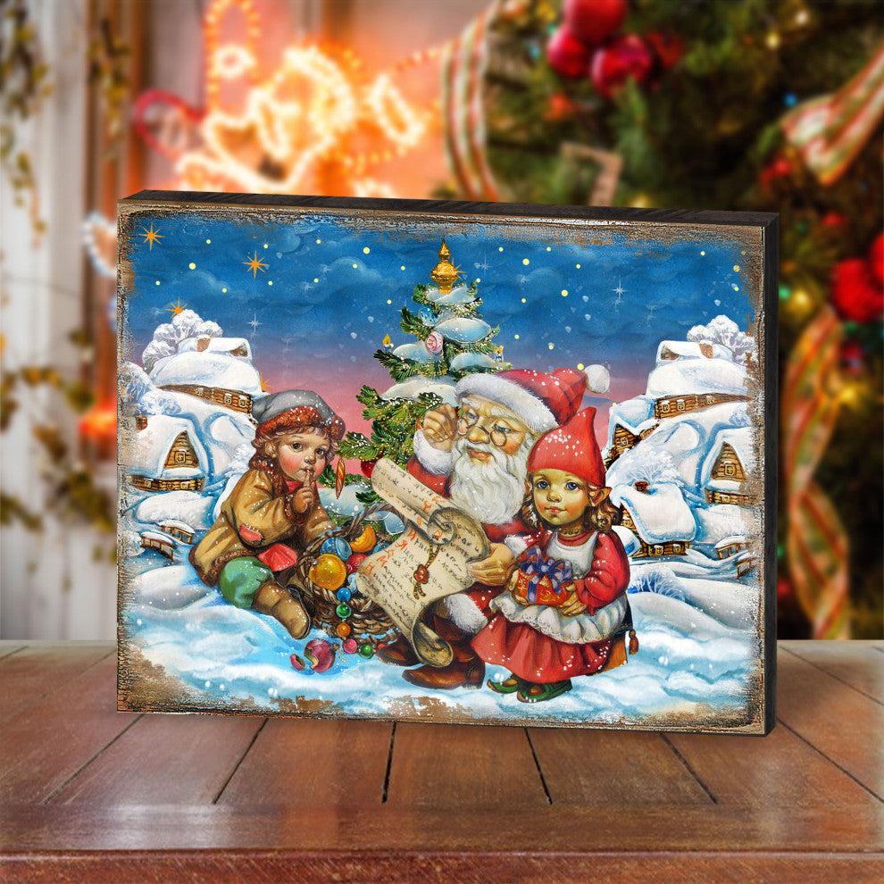 Vintage Christmas Santa Wooden Wall Art, Oversized 48x36