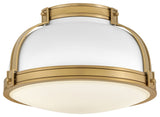 Hinkley Lighting 46351 Barton 2 Light 15"W Flush Mount Ceiling - White / Brass