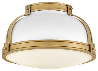 Hinkley Lighting 46351 Barton 2 Light 15"W Flush Mount Ceiling - White / Brass