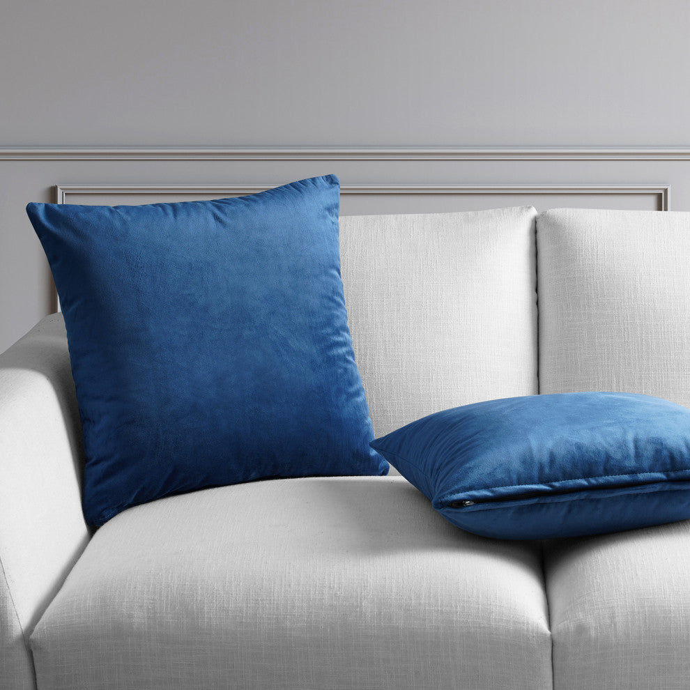 Heritage Plush Velvet Cushion Cover Pair, Pisces Blue, 18w X 18l