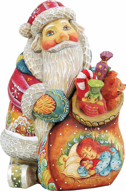Hand Painted Christmas Night Surprise Box Santa