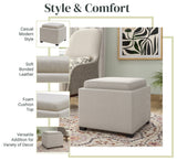 Cameron Square Storage Ottoman w/ tray, Cardiff Cream, Fabric