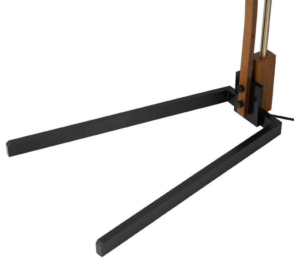 Melmar Arc Floor Lamp - Weathered Brass and Walnut, Dimmer Switch, V-base