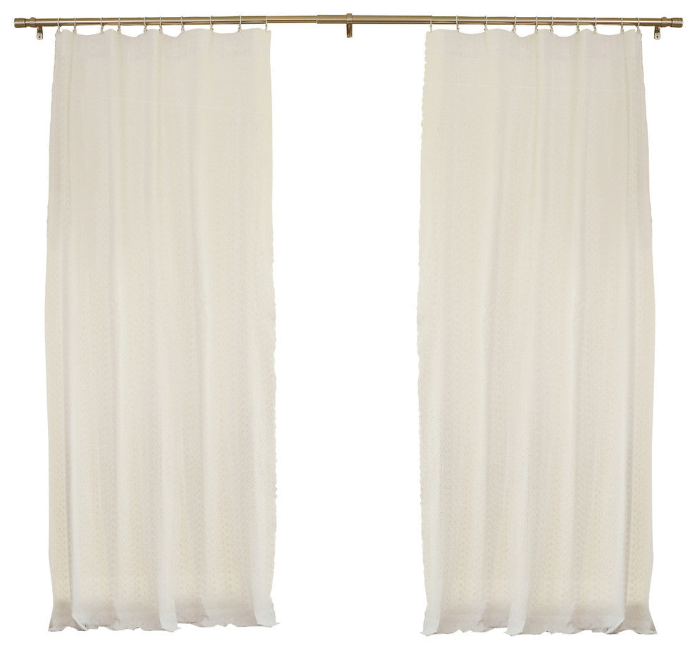 Eyelet Mini Flower Embroidered Curtains, Pair, Ivory, White, 96"