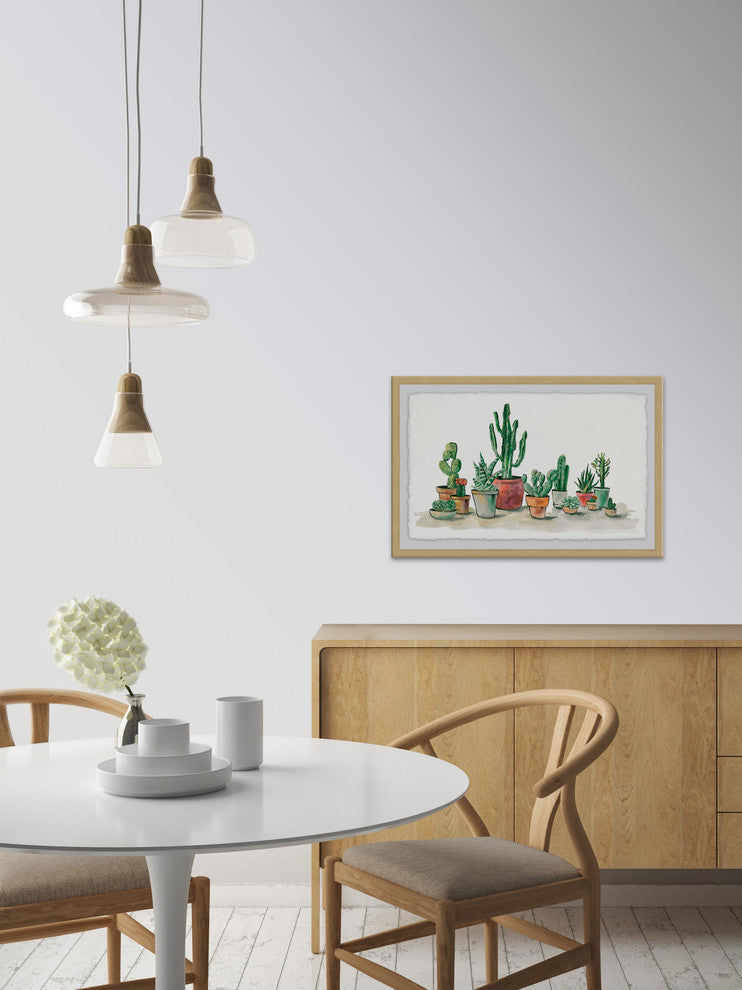 "Potted Cacti" Framed Painting Print, 36"x24"