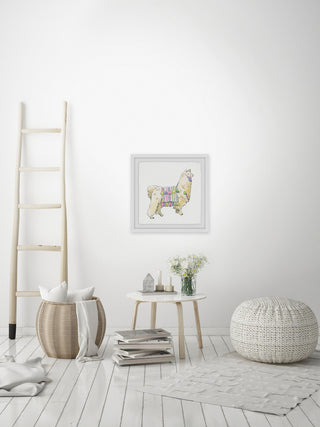 "Regal Alpaca" Framed Painting Print, 18"x18"