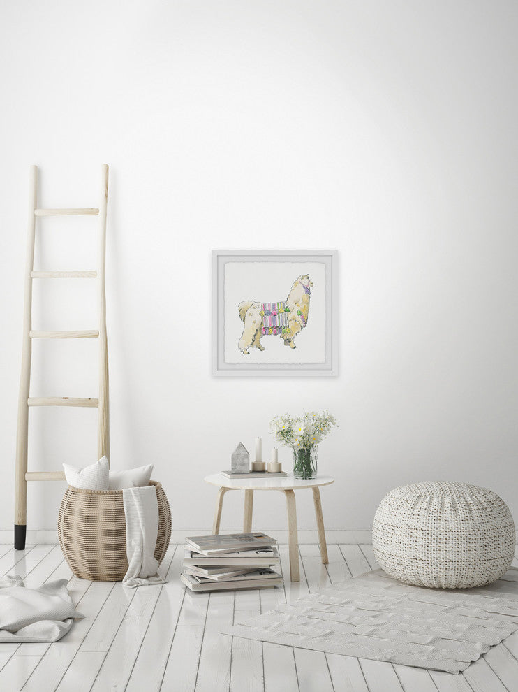 "Regal Alpaca" Framed Painting Print, 18"x18"