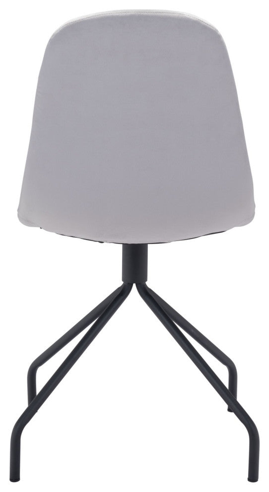 Dining Chair, Set of 2, Steel Metal, Fabric, Gray, Black, Cafe Bistro