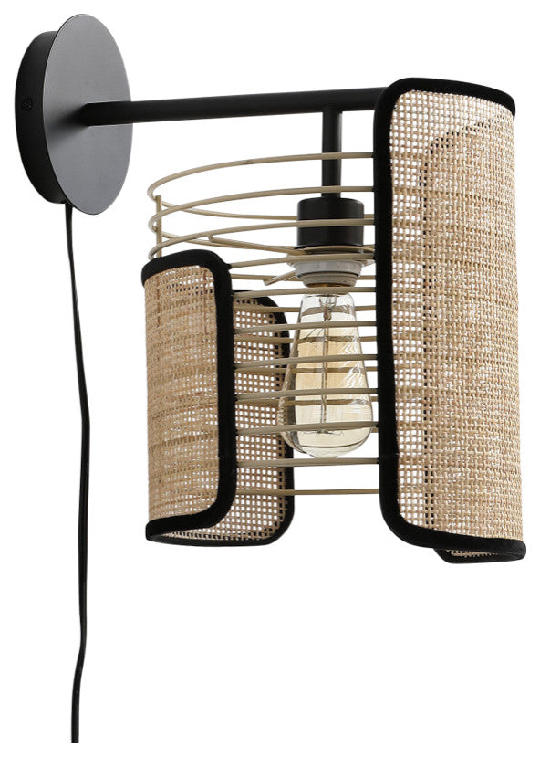 Vidalite Mazal, Boho Bamboo Wicker Wall Lamp