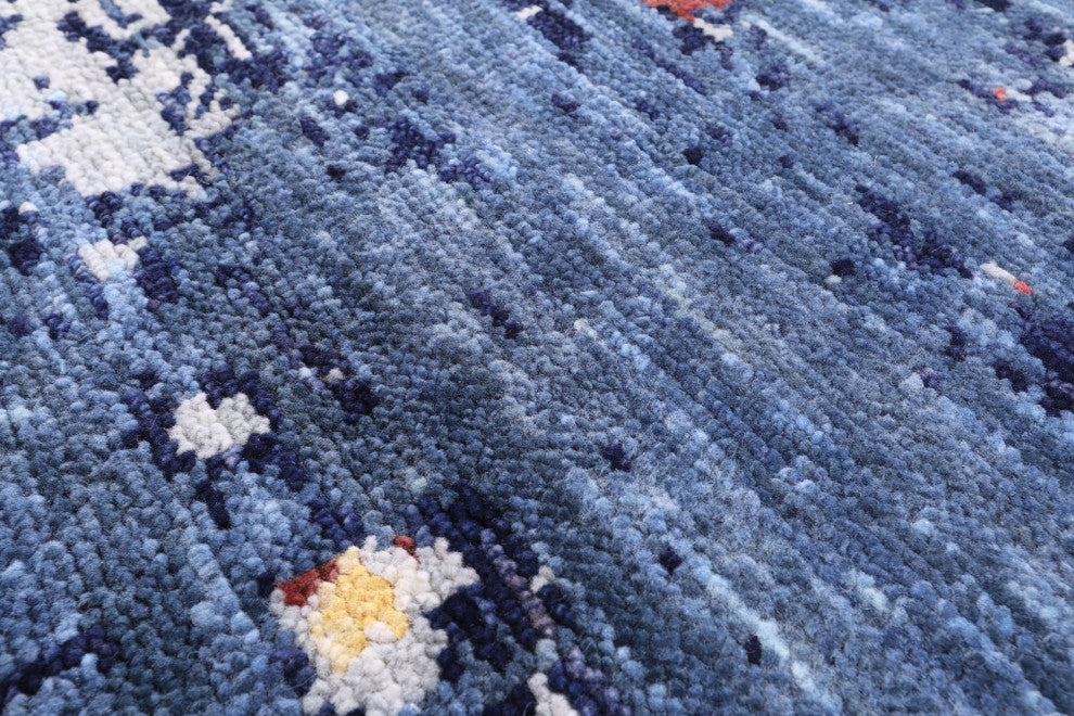 9' 3" X 11' 6" Modern Handmade Abstract Wool Rug Q11742