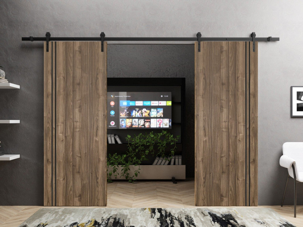 Sturdy Double Barn Door 72 x 80 with | Planum 0016 Walnut with  | 13FT