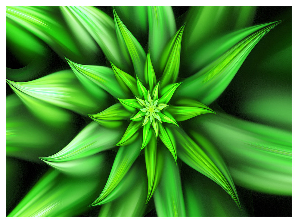 Exotic Green Flower Petals, Floral Canvas Art Print, 40"x30"
