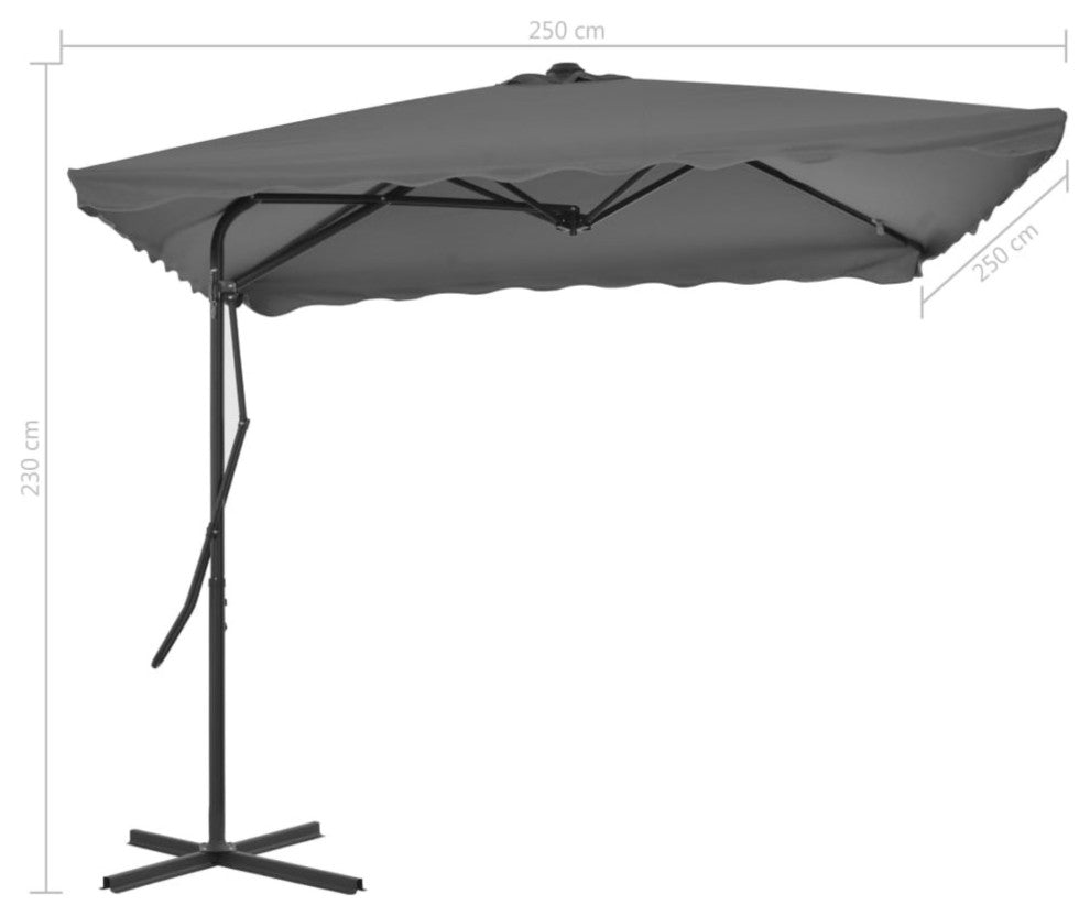vidaXL Outdoor Parasol with Steel Pole 98.4"x98.4" Anthracite