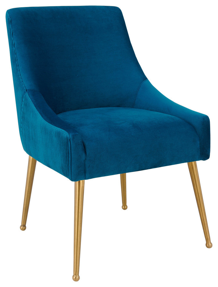 Beatrix Pleated Navy Velvet Side Chair - Navy