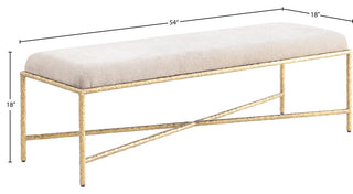 Valley Upholstered Bench, Beige, 54" W x 18" D, Gold, Chenille Fabric