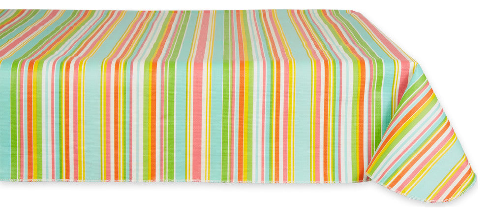 Spring Stripe Vinyl Tablecloth 60x102