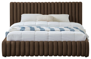 Nico Black Velvet Upholstered Bed, Brown, King