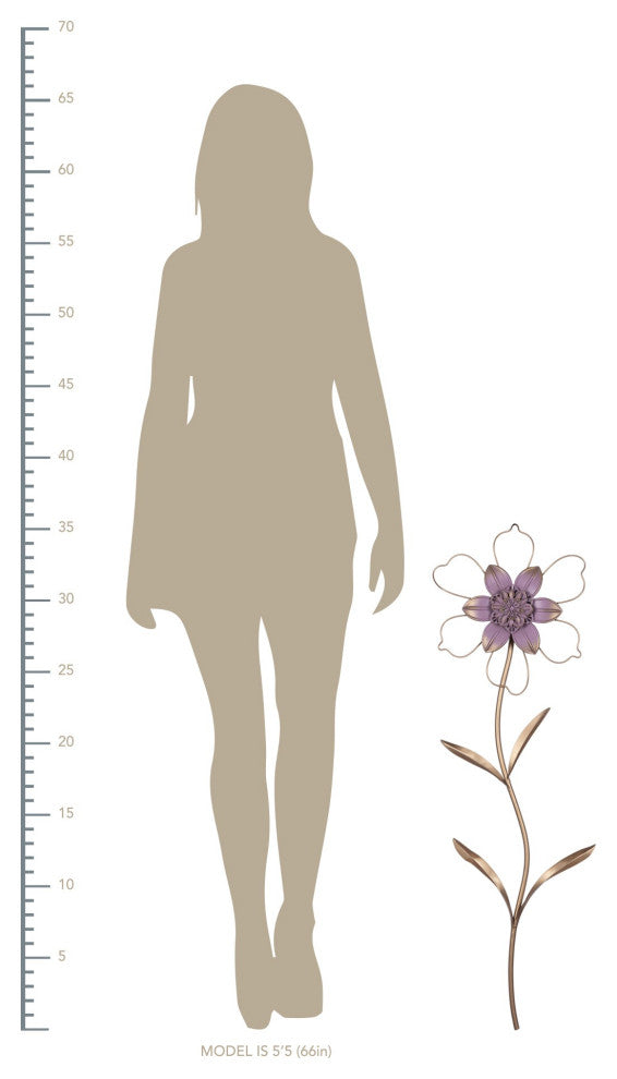 Contemporary Single Stem Metal Flower Wall D"cor