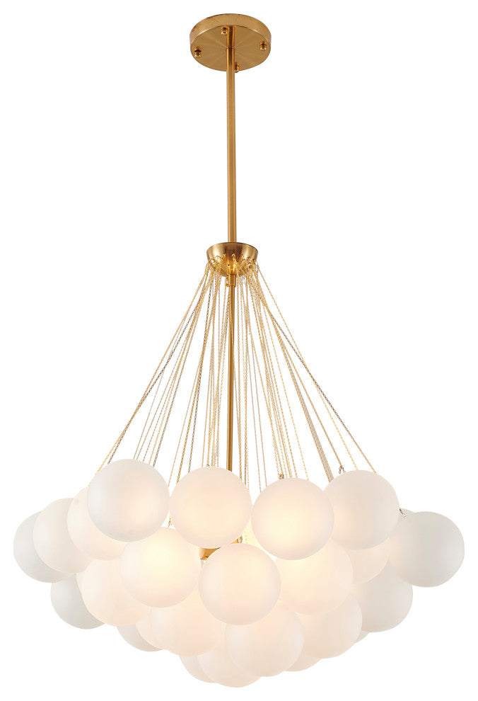 Gold Metal Chandelier With Frosted Glass Shades