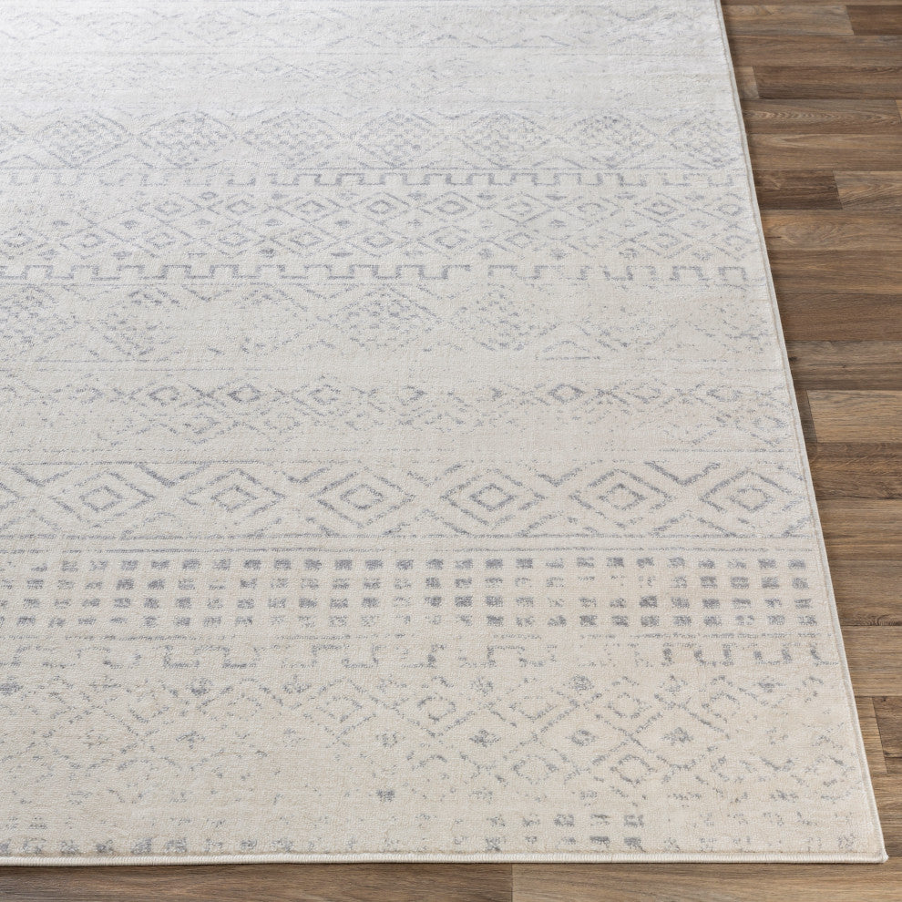 Surya Roma ROM-2341 9'x12'3" Rug, Medium Gray/Light Gray/White