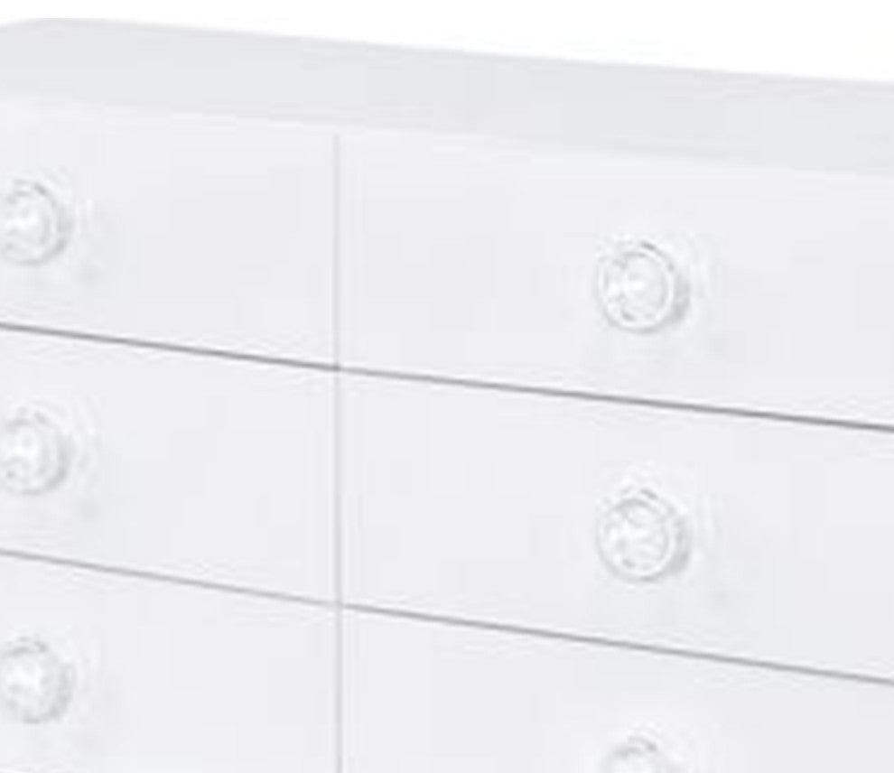 Benzara BM262175 Dresser With 6 Drawers and Angled Metal Feet, White