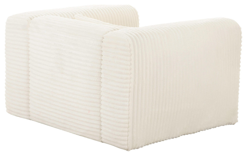 Tarra Fluffy Oversized Cream Corduroy Armchair - Cream