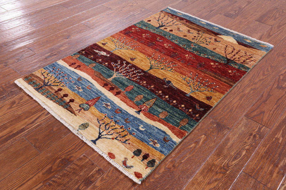 Handmade Persian Gabbeh Tribal Wool Rug 2' 10" X 4' 3" Q10927