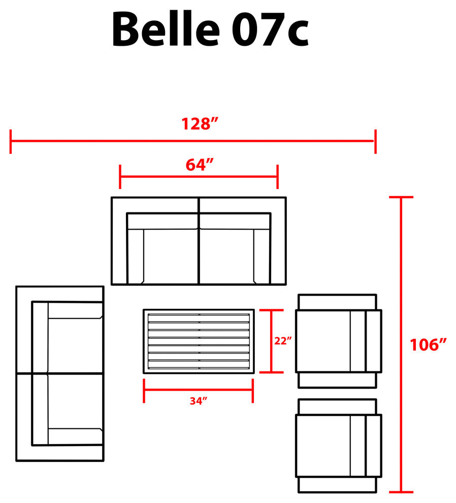Belle 7 Piece Outdoor Wicker Patio Furniture Set 07c