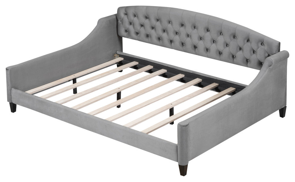 Gewnee Modern Luxury Tufted Button Daybed,Full in Gray