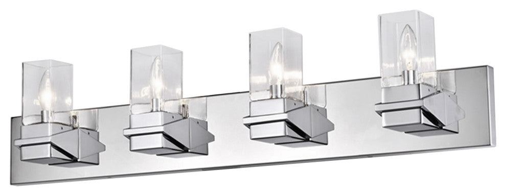 Veronica Contemporary 4 Light Polished Chrome Clear Metal Vanity