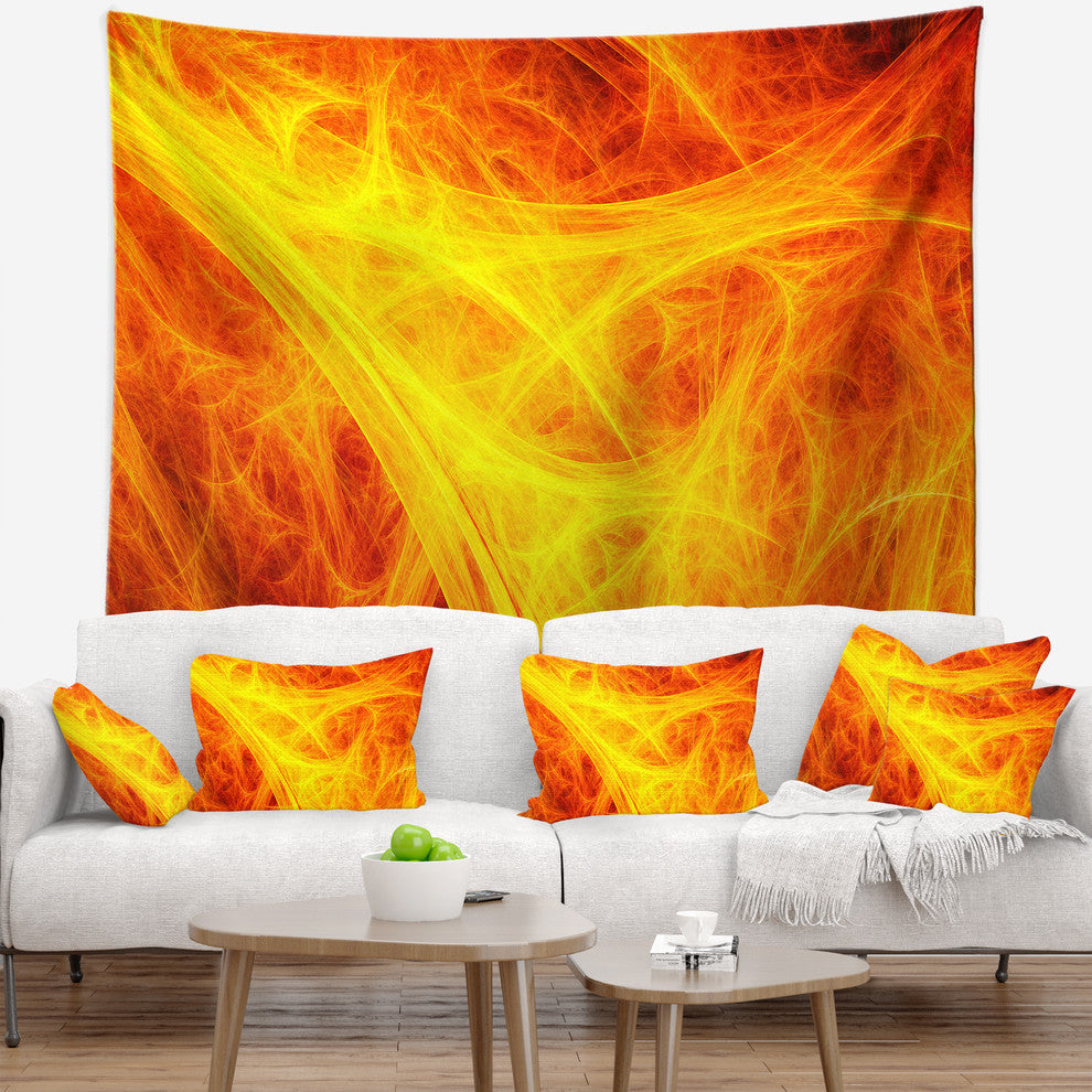 Orange Mystic Psychedelic Texture Abstract Wall Tapestry, 92"x78"