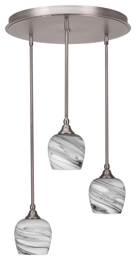 Empire 3-Light Cluster Pendalier, Brushed Nickel/Onyx Swirl