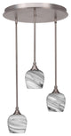 Empire 3-Light Cluster Pendalier, Brushed Nickel/Onyx Swirl