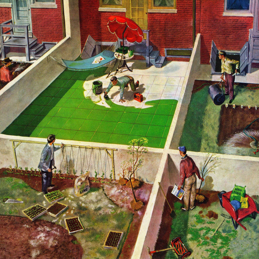 "Painting the Patio Green" Print on Canvas by Thornton Utz