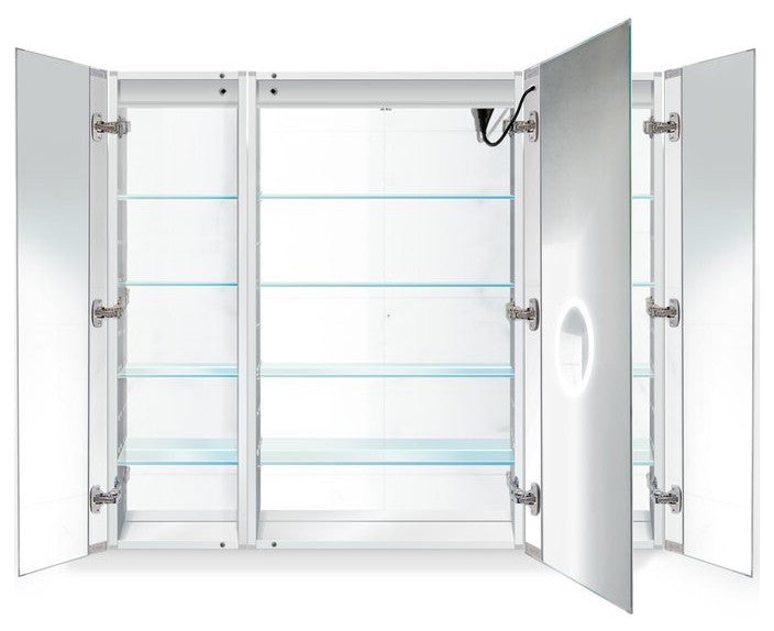 48x42 Recessed Or Surface Mount Medicine Cabinet 12 Shelves, LED, Lrr