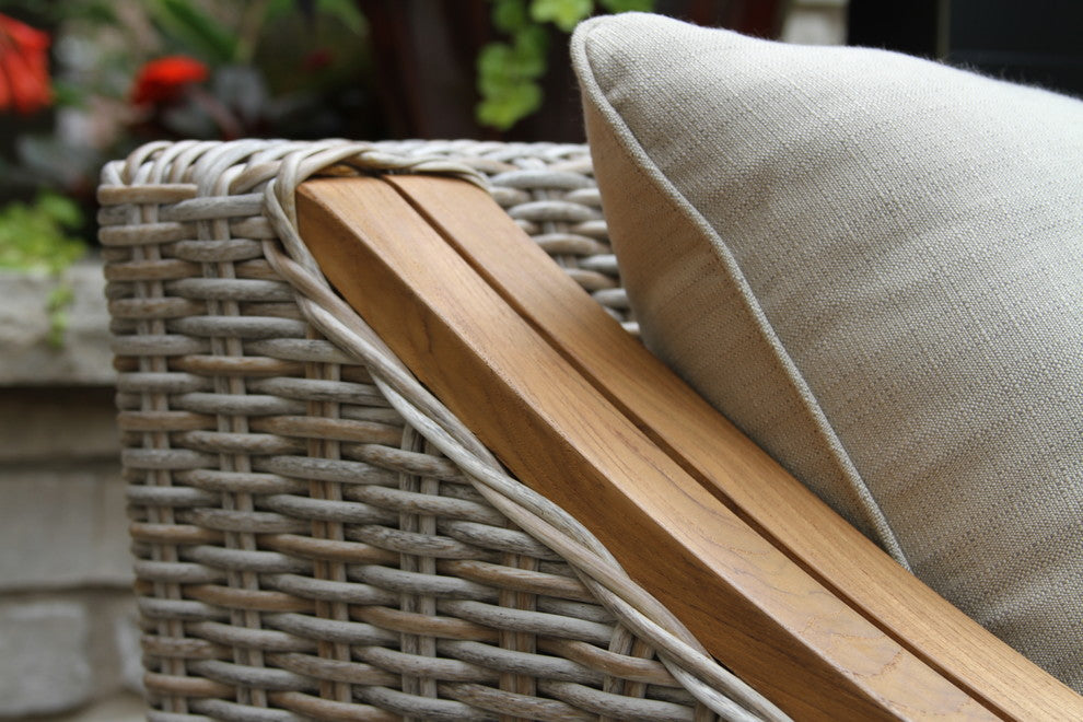 Ash Wicker And Teak Armchair With Sunbrella Fabrics