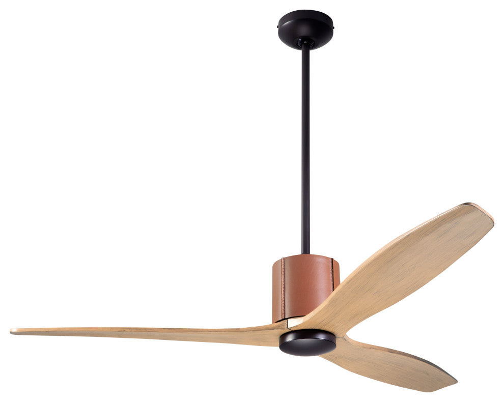 LeatherLuxe Fan, Dark Bronze/Tan, 54" Maple Blades, No Light, Remote Control