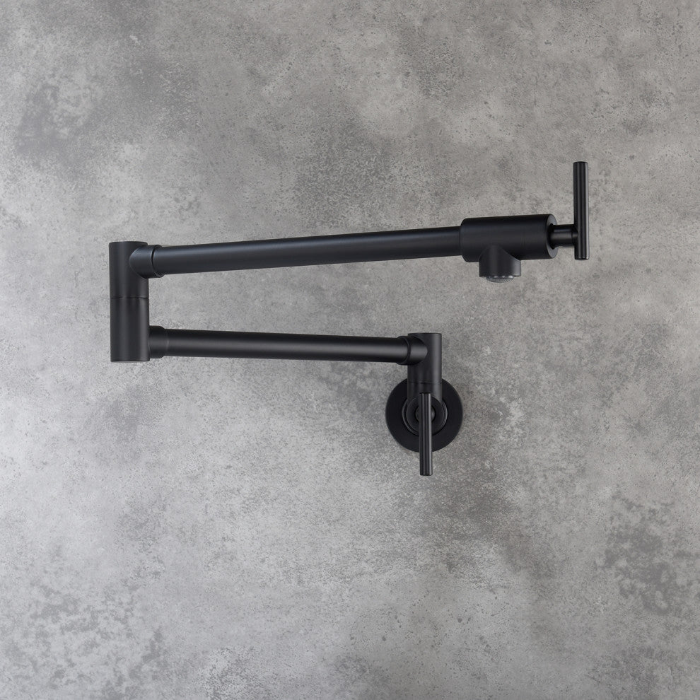 Wellfor Pot Filler Faucet Wall Mount, 4 GPM Flow Rate, Matte Black