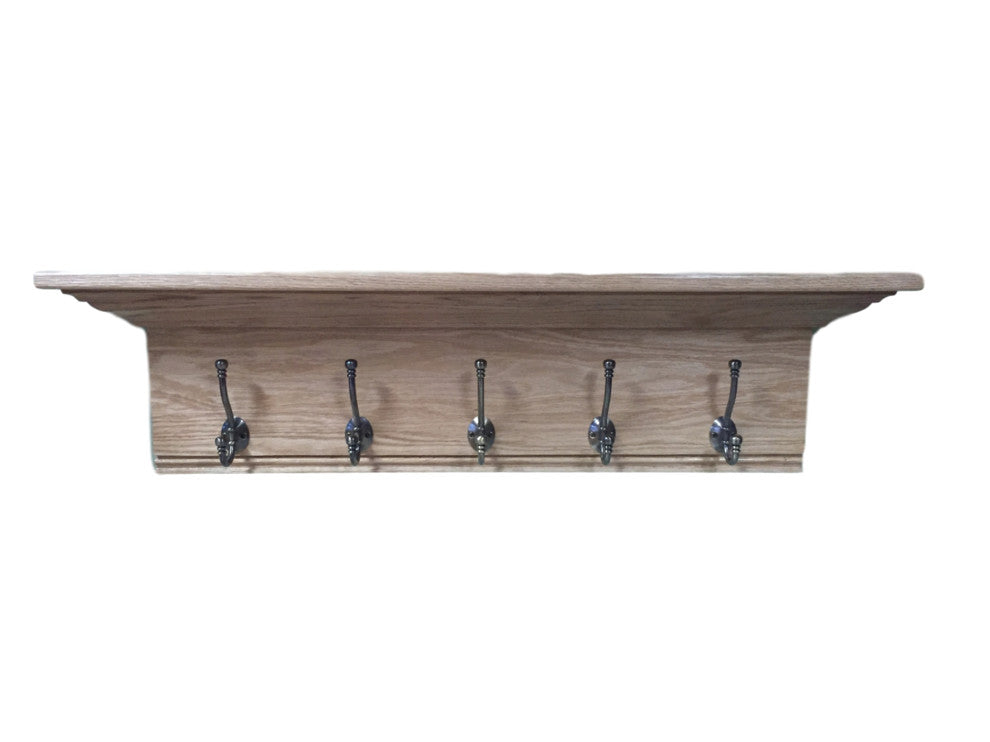 Wall Oak Coat Rack Fancy Mantel Coat Rail 42" With Crown Molding