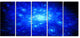 Blue Fireworks on Black, Abstract Art on Canvas, 60"x28", 5 Panels
