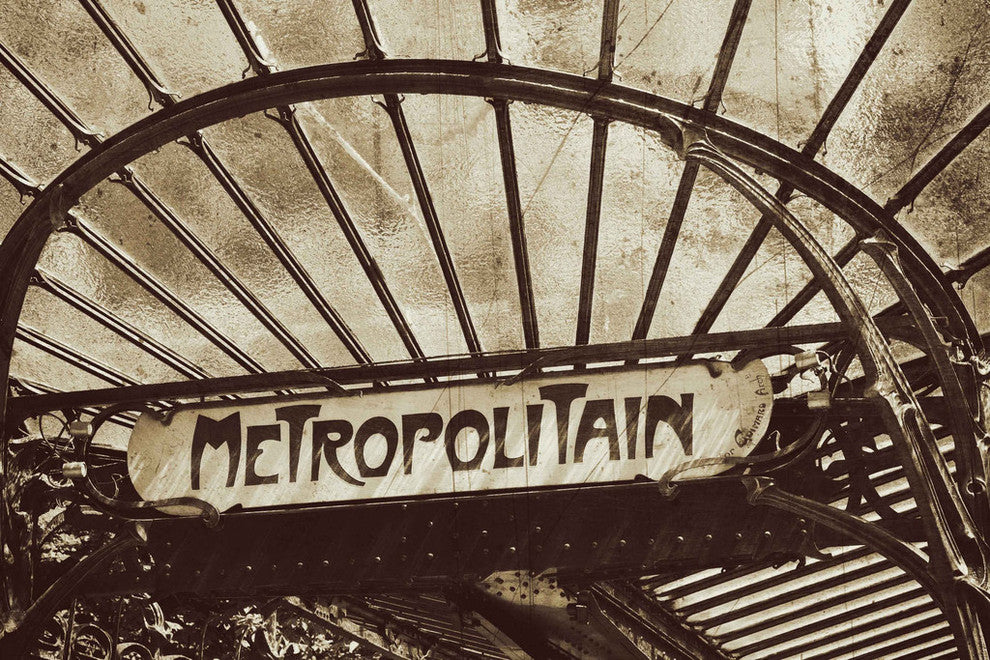 "Paris Metro Sign 3" Painting Print on Wrapped Canvas