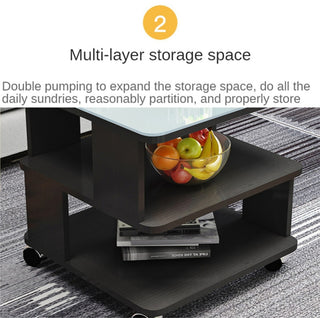 Modern Simplicity Coffee Table Made of Solid Wood with Multifunctional Storage, White+black, L15.7"
