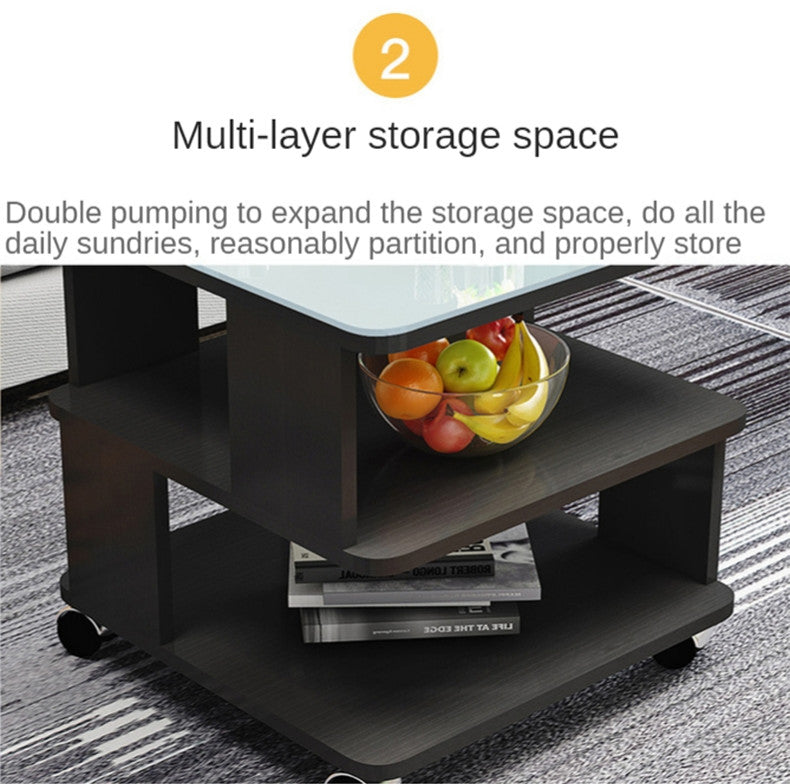Modern Simplicity Coffee Table Made of Solid Wood with Multifunctional Storage, White+black, L15.7"