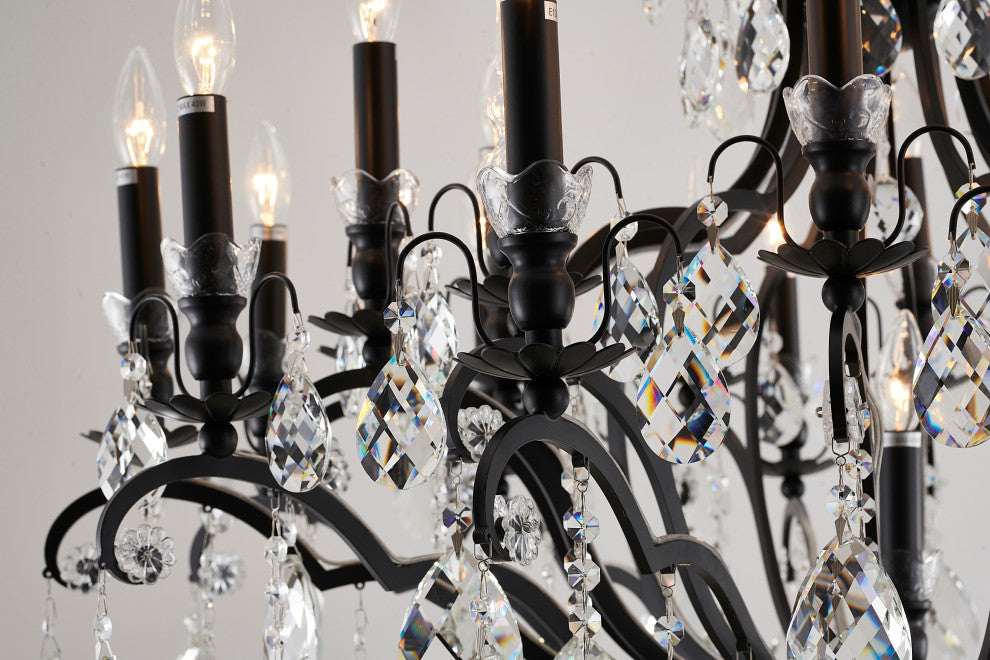 Clear Crystal Chandelier, Sandy Black