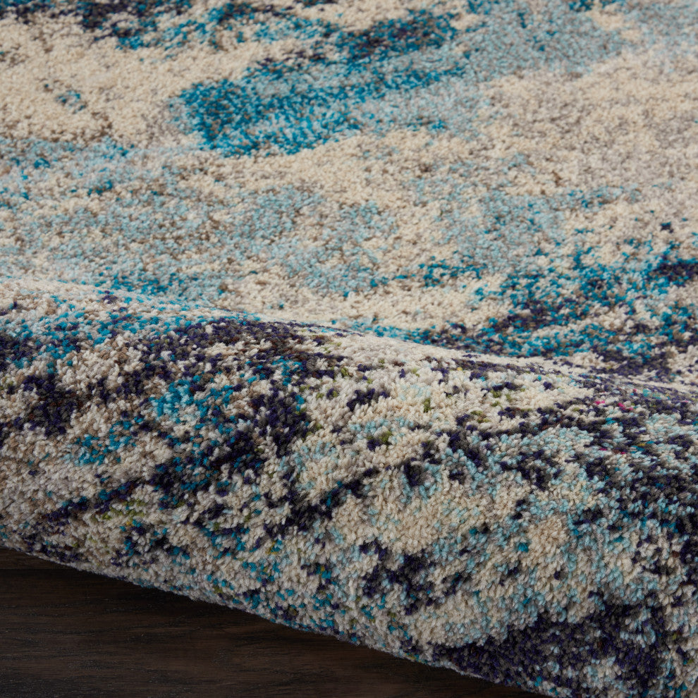 Nourison Celestial 6' x 9' Ivory/Teal Blue Modern Indoor Area Rug